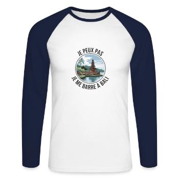 je peux pas je me barre à Bali - T-shirt baseball manches longues Homme - blanc/marine - Devant - Nik (191cm)