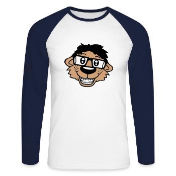 Hund Nerd Hornbrille Geek Zahnspange Schlau Lustig - Unisex Baseballshirt langarm - Weiß/Navy - Vorne - Nik (191cm)