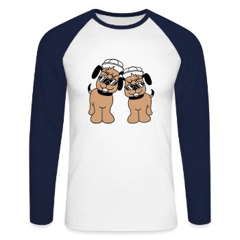 2 DJ chiens lunettes de soleil adolescent casquette casquette équipe - T-shirt baseball manches longues Homme - blanc/marine - Devant - Nik (191cm)
