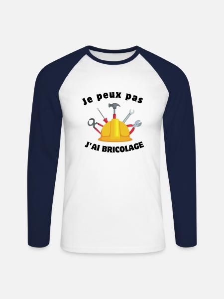 Ich kann nicht DIY - Unisex Baseballshirt langarm - Weiß/Navy