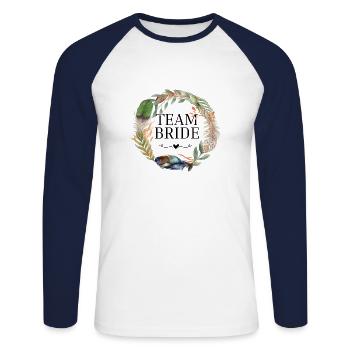 Team bridle wreath boho flowers - Unisex Long Sleeve Baseball T-Shirt - white/navy - Front - Nik (191cm)