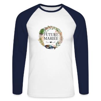 Krone Boho-Blumen für die zukünftige Braut - Unisex Baseballshirt langarm - Weiß/Navy - Vorne - Nik (191cm)