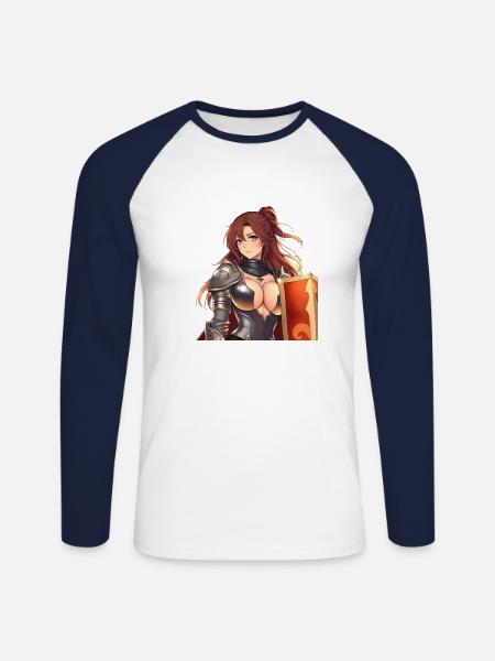 Chevalier d’anime chaud - T-shirt baseball manches longues Homme - blanc/marine