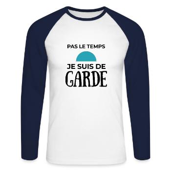 Keine Zeit, in der ich im Dienst bin Jobs Helden Humor - Unisex Baseballshirt langarm - Weiß/Navy - Vorne - Nik (191cm)