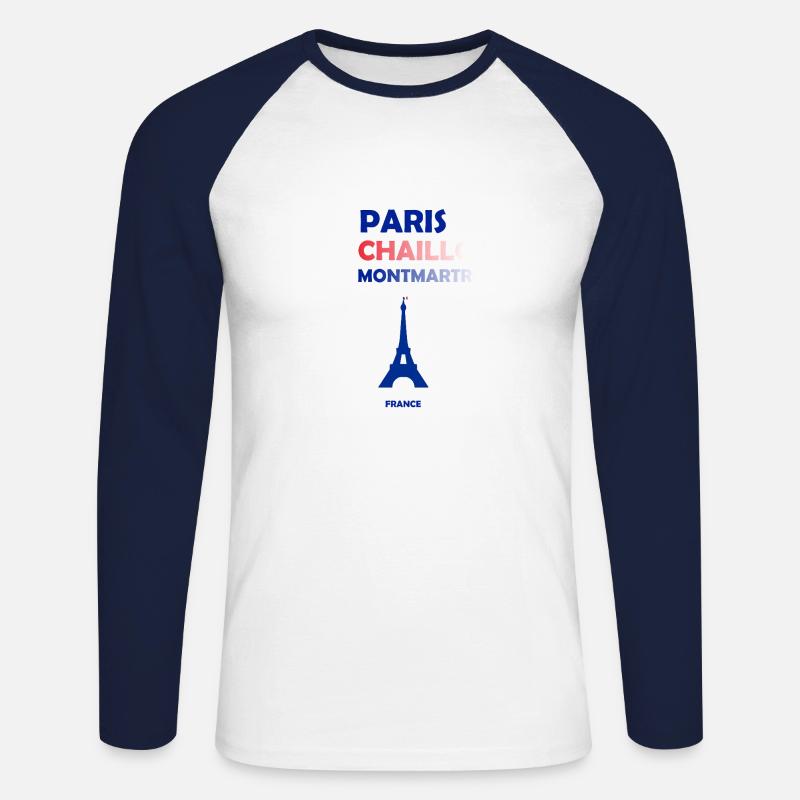 Paris, Frankreich - Unisex Baseballshirt langarm - Weiß/Navy