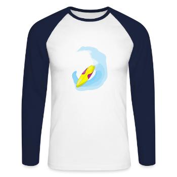 Surfbrett - Unisex Baseballshirt langarm - Weiß/Navy - Vorne - Nik (191cm)