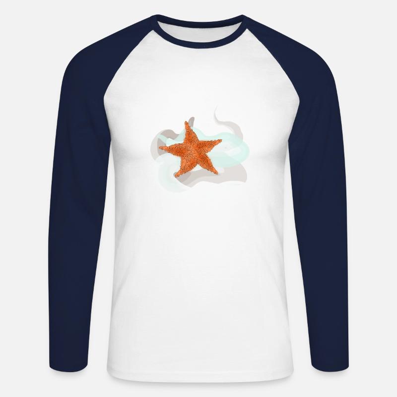 Seestern - Unisex Baseballshirt langarm - Weiß/Navy