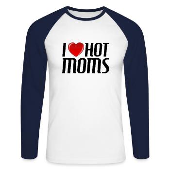I love hot moms - Unisex Baseballshirt langarm - Weiß/Navy - Vorne - Nik (191cm)