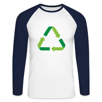Recycling - Unisex Long Sleeve Baseball T-Shirt - white/navy - Front - Nik (191cm)