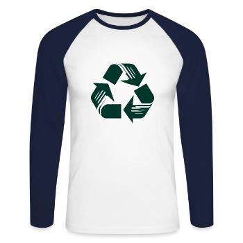 Recycling - Unisex Long Sleeve Baseball T-Shirt - white/navy - Front - Nik (191cm)