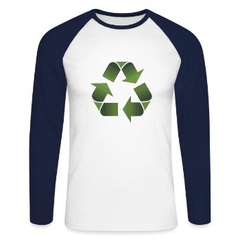 Recycling - Unisex Long Sleeve Baseball T-Shirt - white/navy - Front - Nik (191cm)