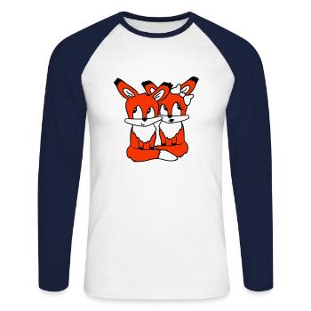 2 Foxes Couple In Love Two Friends Love Team Cute - Unisex Long Sleeve Baseball T-Shirt - white/navy - Front - Nik (191cm)