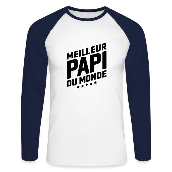 Der beste Opa der Welt - Unisex Baseballshirt langarm - Weiß/Navy - Vorne - Nik (191cm)