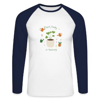 Plant Parent Cute Green Thumb Gardening Aesthetic - Unisex Long Sleeve Baseball T-Shirt - white/navy - Front - Nik (191cm)