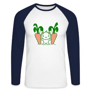 Bunny Two Large Huge Carrots Carrots Harvest Sweet - Unisex Long Sleeve Baseball T-Shirt - white/navy - Front - Nik (191cm)