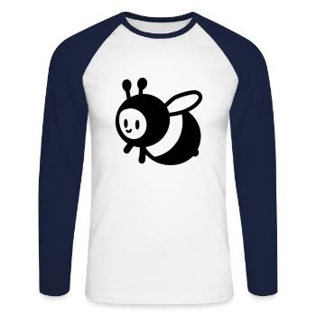 Abeille - T-shirt baseball manches longues Homme - blanc/marine - Devant - Nik (191cm)