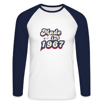 Made in 1967 Retro - Unisex Long Sleeve Baseball T-Shirt - white/navy - Front - Nik (191cm)