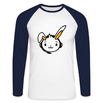 Hase spielt Konsole Headset Gamer Nerd Kopfhörer - Unisex Baseballshirt langarm - Weiß/Navy - Vorne - Nik (191cm)