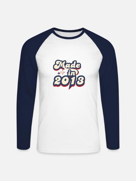 Made in 2013 retro - Unisex Long Sleeve Baseball T-Shirt - white/navy