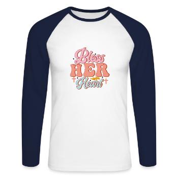 bless her heart - Unisex Baseballshirt langarm - Weiß/Navy - Vorne - Nik (191cm)