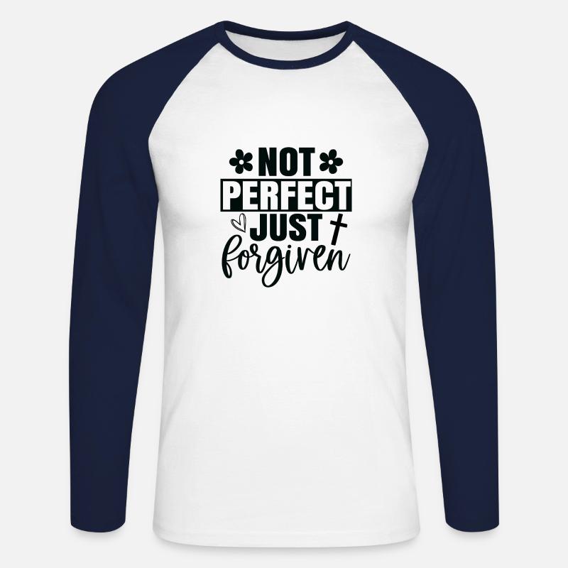 Not perfect just forgiven - Unisex Baseballshirt langarm - Weiß/Navy