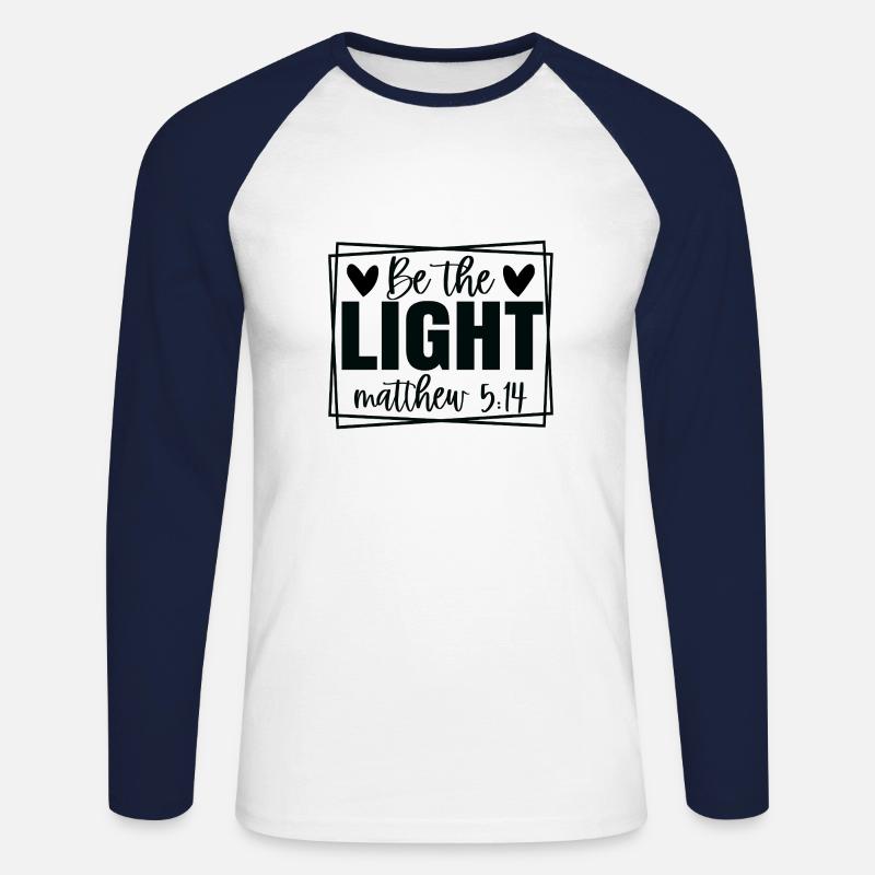 Sei das Licht - Unisex Baseballshirt langarm - Weiß/Navy