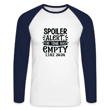 Das Grab ist leer - Unisex Baseballshirt langarm - Weiß/Navy - Vorne - Nik (191cm)