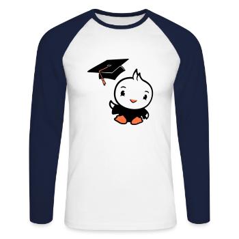 Oiseau Graduation Collège Graduation Chapeau École - T-shirt baseball manches longues Homme - blanc/marine - Devant - Nik (191cm)