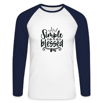 Simply - Unisex Long Sleeve Baseball T-Shirt - white/navy - Front - Nik (191cm)