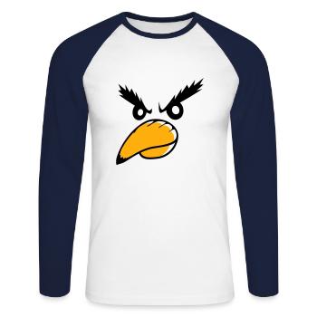 Raven Bird Peeps Evil Cool Funny Comic Humor Fun - Unisex Long Sleeve Baseball T-Shirt - white/navy - Front - Nik (191cm)