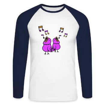 Singvögel singen Musiknoten Spatz zwitschern Musik - Unisex Baseballshirt langarm - Weiß/Navy - Vorne - Nik (191cm)