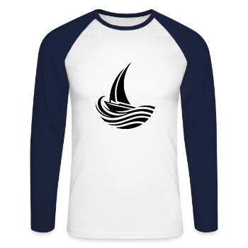 Sailing club feeling on the go - Unisex Long Sleeve Baseball T-Shirt - white/navy - Front - Nik (191cm)