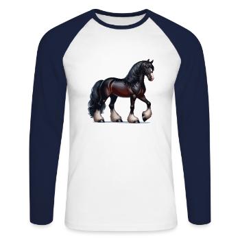 Pecheron horse black 2 - Unisex Long Sleeve Baseball T-Shirt - white/navy - Front - Nik (191cm)