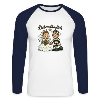 Éternellement lié dans les liens amoureux - Dessin animé - T-shirt baseball manches longues Homme - blanc/marine - Devant - Nik (191cm)