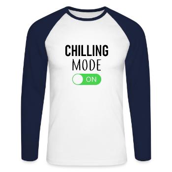 Chilling Mode On - Unisex Long Sleeve Baseball T-Shirt - white/navy - Front - Nik (191cm)