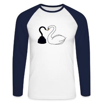Käpt'n Hook und Schwan - Unisex Baseballshirt langarm - Weiß/Navy - Vorne - Nik (191cm)