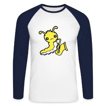 Raupe Saxophon Trompete Instrument Musik Hobby Süß - Unisex Baseballshirt langarm - Weiß/Navy - Vorne - Nik (191cm)