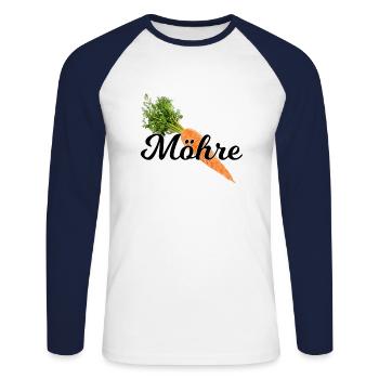 Carotte / police noire - T-shirt baseball manches longues Homme - blanc/marine - Devant - Nik (191cm)
