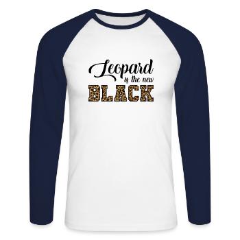 Leopard ist der neue Leopard - Unisex Baseballshirt langarm - Weiß/Navy - Vorne - Nik (191cm)