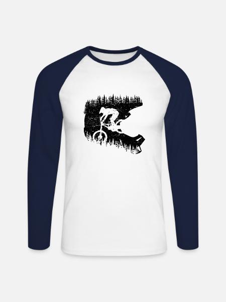 Fullface Down the Hill - Unisex Baseballshirt langarm - Weiß/Navy