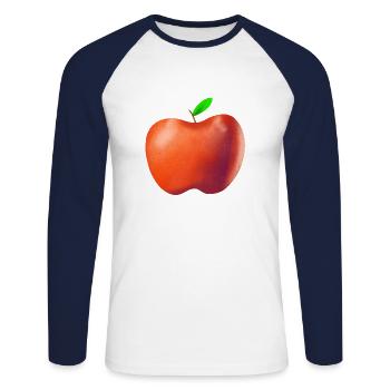 Belle pomme - T-shirt baseball manches longues Homme - blanc/marine - Devant - Nik (191cm)