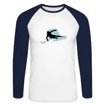 skieur - T-shirt baseball manches longues Homme - blanc/marine - Devant - Nik (191cm)