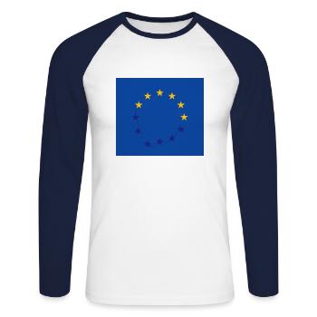 Conception pessimiste du drapeau de l’Union européenne - T-shirt baseball manches longues Homme - blanc/marine - Devant - Nik (191cm)