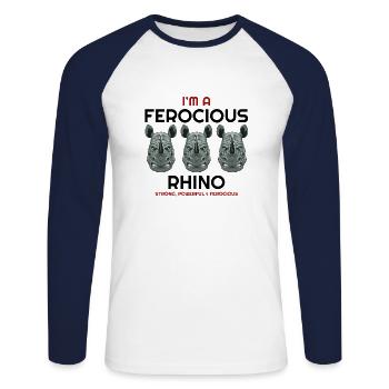 Ich liebe Rhino, Rhinos, Rhinozeros, Rhinohoodies, R - Unisex Baseballshirt langarm - Weiß/Navy - Vorne - Nik (191cm)