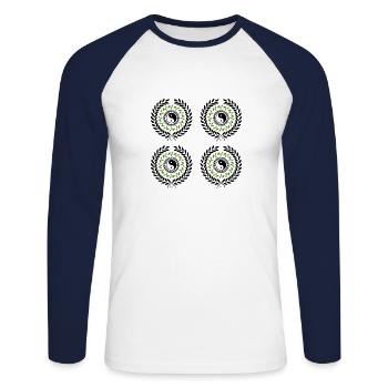 Yin Yang, Symbole de Yin Yang, Taoïsme de Yin Yang, Y - T-shirt baseball manches longues Homme - blanc/marine - Devant - Nik (191cm)