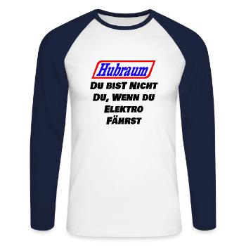 Hubraum Statt Wohnraum - Unisex Baseballshirt langarm - Weiß/Navy - Vorne - Nik (191cm)