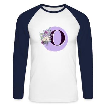 Buchstabe O Blumenkrone - Unisex Baseballshirt langarm - Weiß/Navy - Vorne - Nik (191cm)