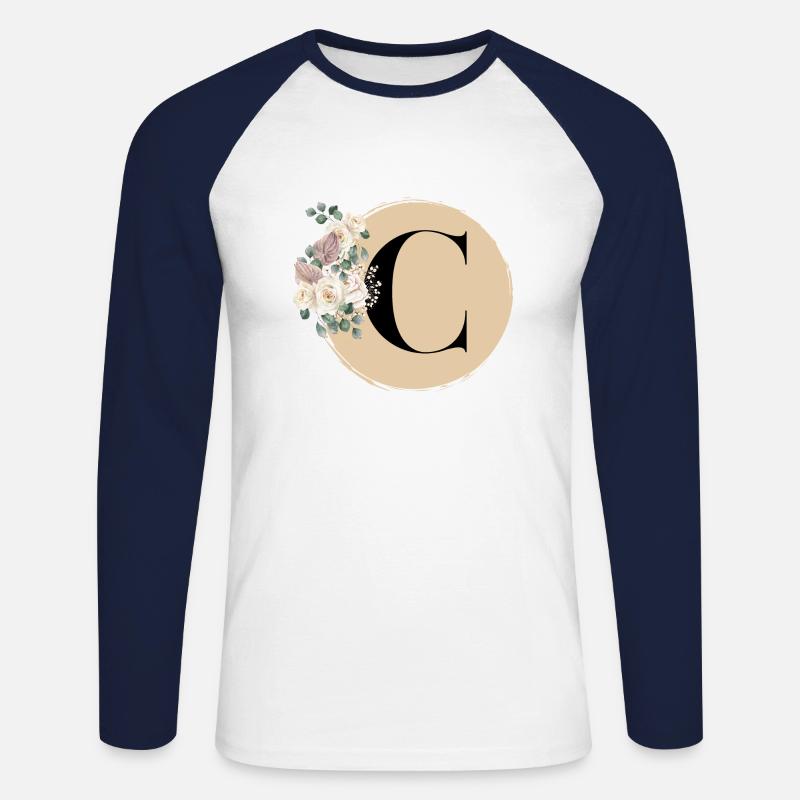 Buchstabe C - Unisex Baseballshirt langarm - Weiß/Navy