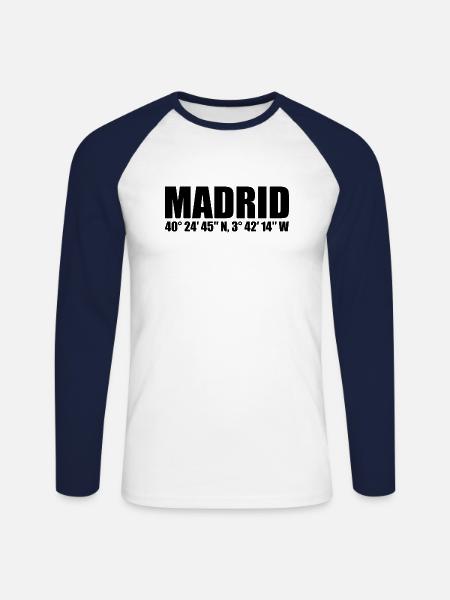 Madrid Coordinates - Unisex Long Sleeve Baseball T-Shirt - white/navy