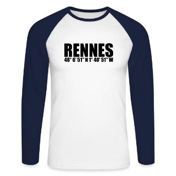 Rennes coordinates - Unisex Long Sleeve Baseball T-Shirt - white/navy - Front - Nik (191cm)